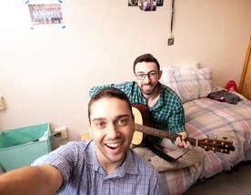 Two male students in dormatory